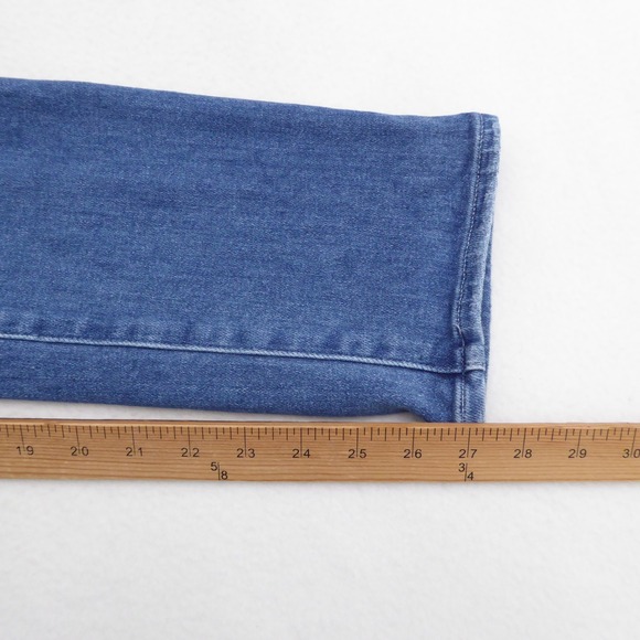 PAIGE Accent High Rise Straight Leg Jeans Blue Distressed Medium Wash Size 26 - Picture 8 of 11